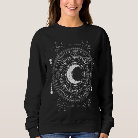 Mandala Moon Wiccan Witch Blackcraft Pagan Occult Trui (Voorkant)