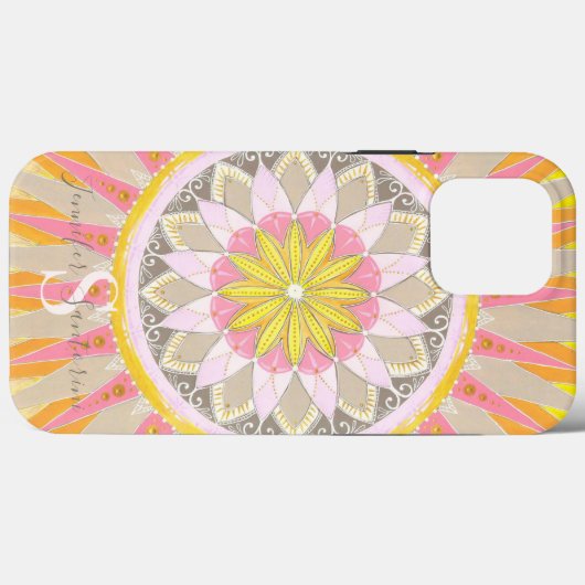 Mandala Morning Sun Monogrammed iPhone case (Achterkant (horizontaal))