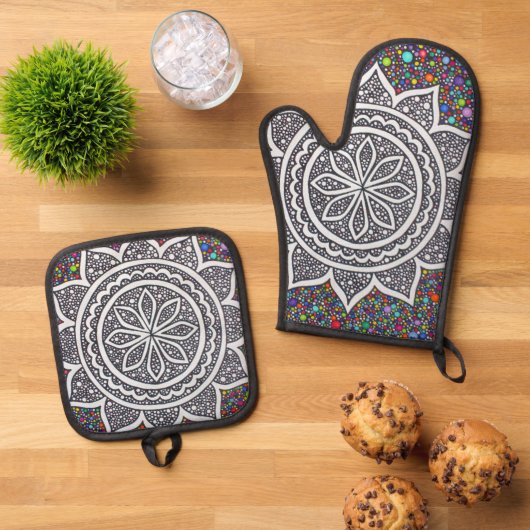 Mandala Mosaic 2025 Ovenwant & Pannenlap Set (Top down)