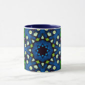 Mandala Mosaic Geometric Green Blue Retro Hippie Mok (Midden)