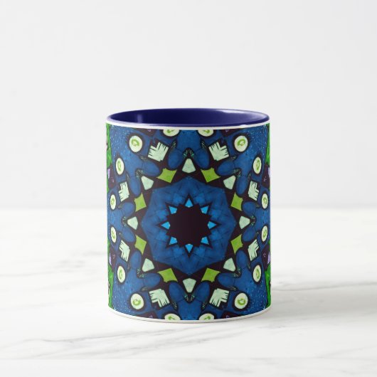 Mandala Mosaic Geometric Green Blue Retro Hippie Mok (Midden)