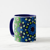 Mandala Mosaic Geometric Green Blue Retro Hippie Mok (Voorkant links)