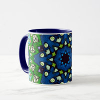 Mandala Mosaic Geometric Green Blue Retro Hippie