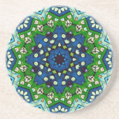Mandala Mosaic Geometric Green Blue Retro Hippie Zandsteen Onderzetter (Voorkant)