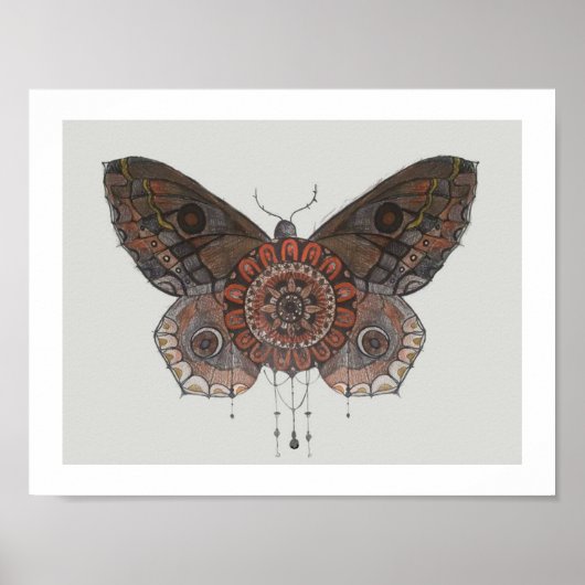 Mandala moth poster door Shelley (Voorkant)