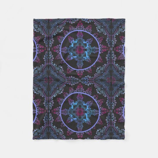 Mandala Nachtbloem Fleece Deken (Voorkant)