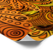 Mandala nature gold tentacles, flowers and leaves. poster (Hoek)