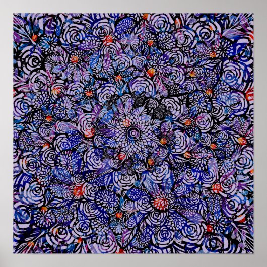 Mandala Natuur Floral Flower Mandalas Poster (Voorkant)