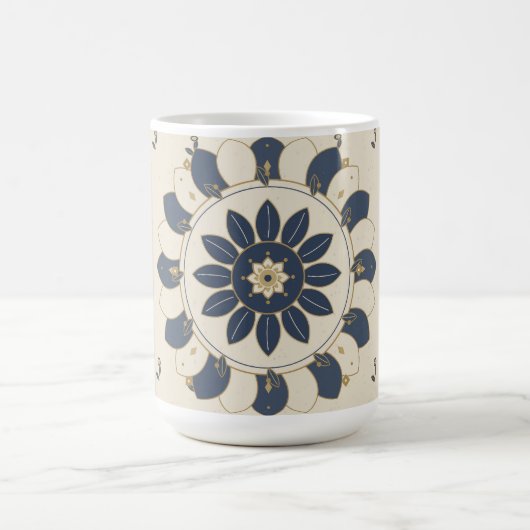 Mandala Navy Crème Mok Boho Cadeau (Center)