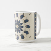 Mandala Navy Crème Mok Boho Cadeau (Voorkant rechts)