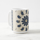 Mandala Navy Crème Mok Boho Cadeau (Voorkant links)