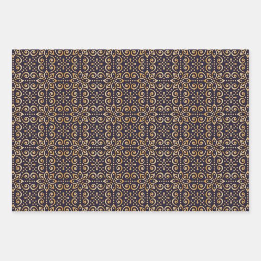 Mandala Navy en het Gouden Plein Inpakpapier Vel (Voorkant 2)