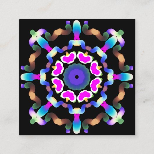 *~* Mandala Neon Healing Arts Vierkante Visitekaartje (Voorkant)