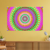 Mandala Neon Twist Stretched Canvas Afdrukken (Insitu (Woonkamer))