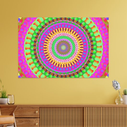 Mandala Neon Twist Stretched Canvas Afdrukken (Insitu (Woonkamer))