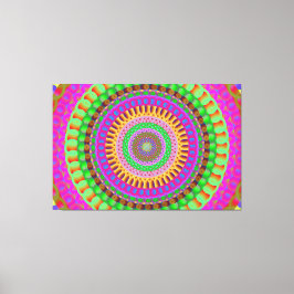 Mandala Neon Twist Stretched Canvas Afdrukken