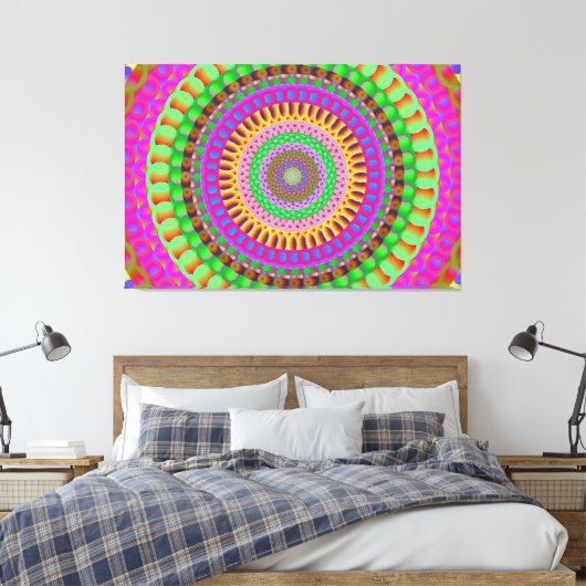 Mandala Neon Twist Stretched Canvas Afdrukken (Insitu (Slaapkamer))