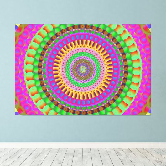 Mandala Neon Twist Stretched Canvas Afdrukken (Insitu (Houten vloer))