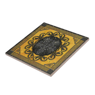 Mandala Obsidian Cross Tile Tegeltje