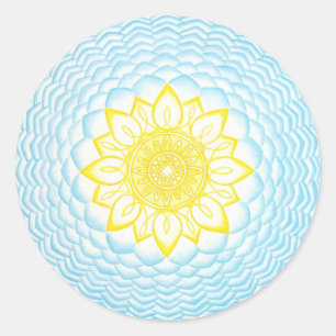 Mandala of Protection Blue Yellow Geometrical Ronde Sticker