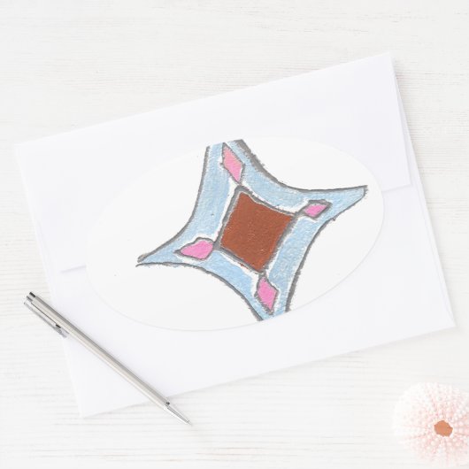 Mandala olieverfschilderij Art Print Ovale Sticker (Envelop)