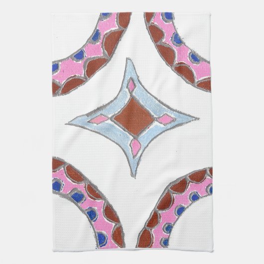 Mandala olieverfschilderij Art Print Theedoek (Verticaal)