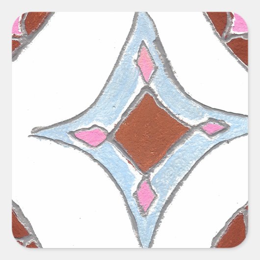 Mandala olieverfschilderij Art Print Vierkante Sticker (Voorkant)