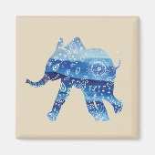 Mandala Olifant Art 5.1 cm Vierkante Magneet (Voorkant)