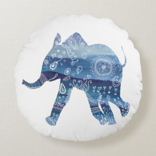Mandala Olifant ArtPolyester Rond werpkussen Rond Kussen