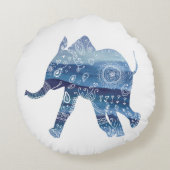 Mandala Olifant ArtPolyester Rond werpkussen Rond Kussen (Achterkant)