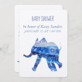 Mandala Olifant Baby shower Uitnodiging Kaart (Voorkant / Achterkant)