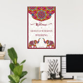 Mandala olifant Indiase huwelijks welkomstbord Poster (Thuiskantoor)