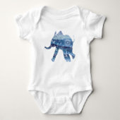 Mandala-olifant Jersey Bodysuit, wit Romper (Voorkant)