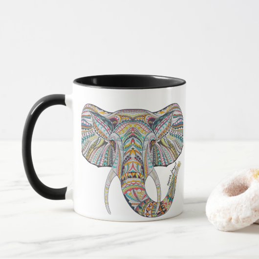 Mandala Olifant Koffie Mok (Met donut)