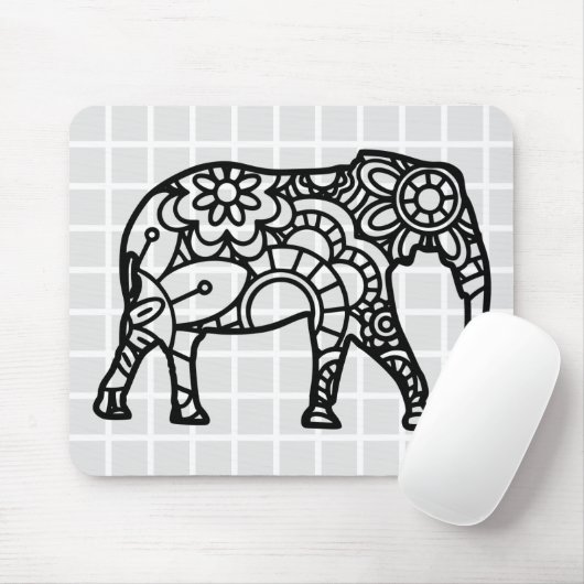 Mandala Olifant Raster Muismat (Met muis)