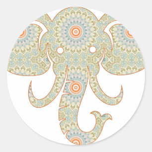 Mandala Olifantenkop Ontwerp Ronde Sticker