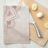 Mandala Om Glitter Roos Gold Dusty Pink Yoga Home Theedoek (Quarter Fold)