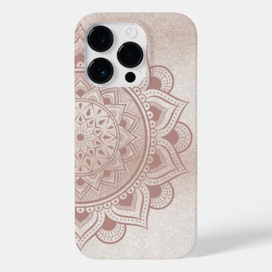 Mandala Om Glitter Roos Gold Dusty Pink Yoga Yogi Case-Mate iPhone Case (Achterkant)