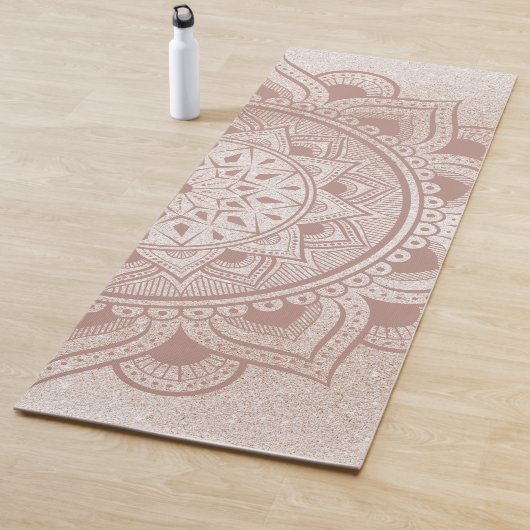 Mandala Om Roos Gold Glitter Chic Stylish Exercise Yogamat (In situ)