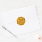 MANDALA OM - sinaasappel | Maak uw eigen achtergro Ronde Sticker (Envelop)