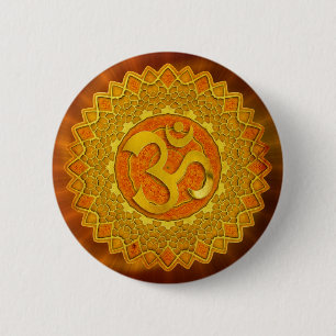 MANDALA OM - sinaasappel   Roodshine Ronde Button 5,7 Cm