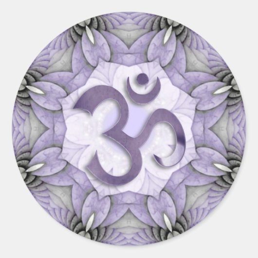 MANDALA OM - violet Ronde Sticker (Voorkant)