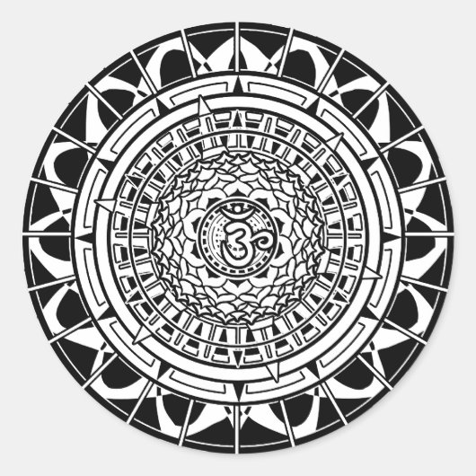 Mandala Om (witte) Sticker (Voorkant)