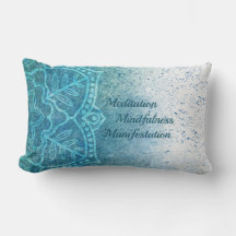Mandala Ombre Blue White Lumbar Pillow