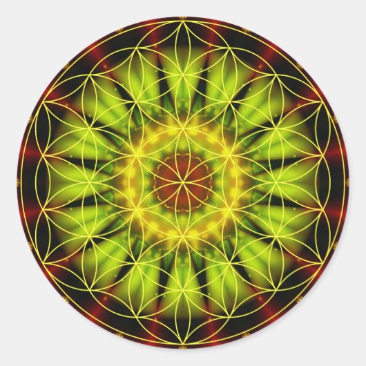 Mandala onafhankelijkheid met bloem van het leven  ronde sticker (Voorkant)