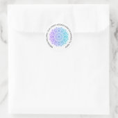 Mandala ontwerp blauw-groen tot paarse ombre ronde sticker (Tas)