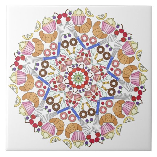Mandala ontwerp, grillige keuken tegeltje (Voorkant)