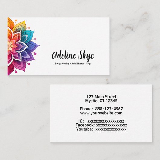 Mandala ontwerp in levendige kleuren visitekaartje (Voorkant / Achterkant)