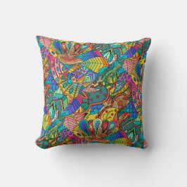 Mandala ontwerp, meerkleurige retro 60s kussen
