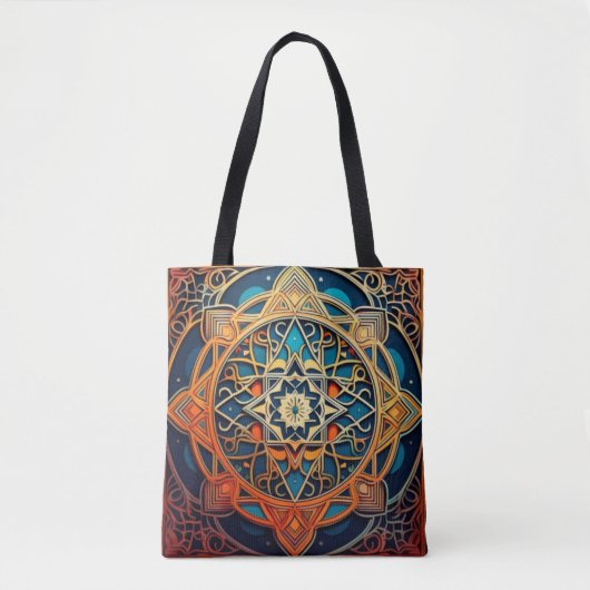  Mandala-ontwerp met geometrische patronen Tote Bag (Voorkant)